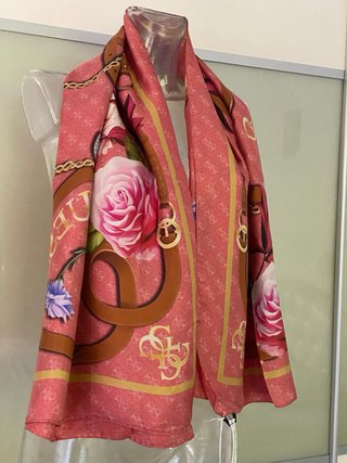 Foulard Guess 100% Seta Multicolore Rosa