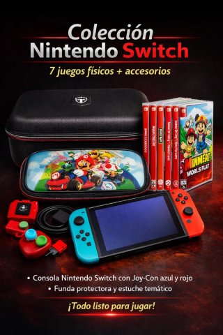 Nintendo Switch Neón + 7 Juegos + Kit Completo de