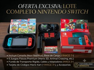 Nintendo Switch Neón + 7 Juegos + Kit Completo de