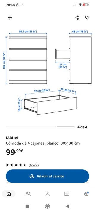 Cómoda modelo malm Ikea marrón oscuro