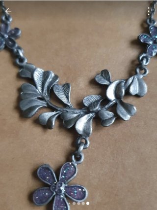 Collar Kuucadas Flores Morado/Plata