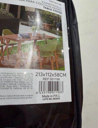 Fodera protettiva per tavolo rettangolare 213x112x58CM