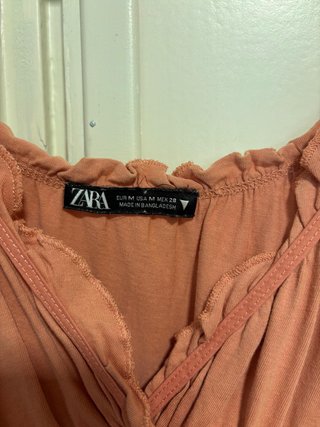 Vestido largo Zara color teja con tirantes. TallaM