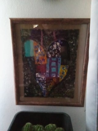 Pintura Corazón Acrílico Marco Madera