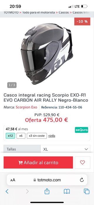 Casco Scorpion Exo-R1 Evo Carbon Air