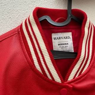 Chaqueta Harvard de cuero roja