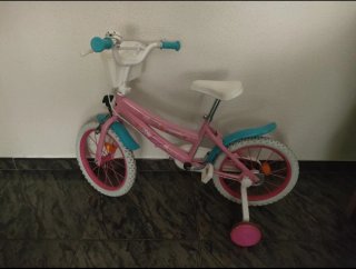 Bicicleta infantil rosa y azul