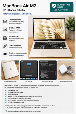 MacBook Air M2 13 Plata 2022