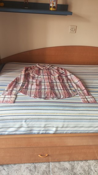 Camisa de cuadros rosa Mango talla M