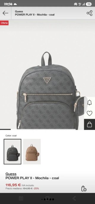 Mochila Guess gris con monedero
