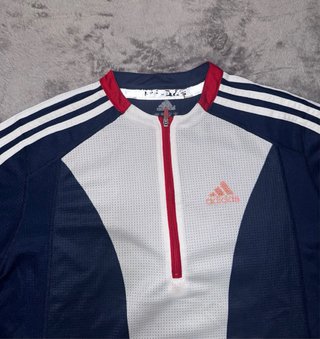 Camiseta Adidas Zip Up Azul y Blanca