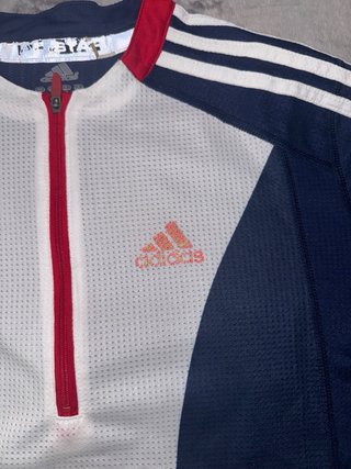Camiseta Adidas Zip Up Azul y Blanca