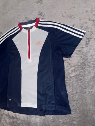 Camiseta Adidas Zip Up Azul y Blanca
