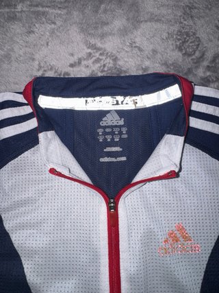 Camiseta Adidas Zip Up Azul y Blanca