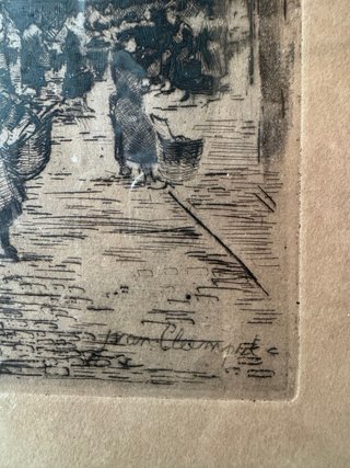 Aguafuerte original antiguo firmado