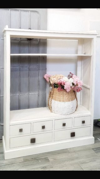 Mueble blanco estantería con cajones