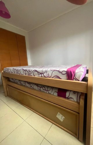 Cama nido madera con cajones morados
