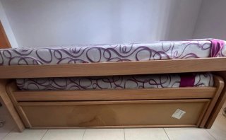 Cama nido madera con cajones morados