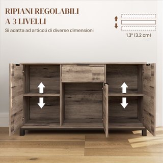 Aparador buffet de estilo industrial con cajón y 3