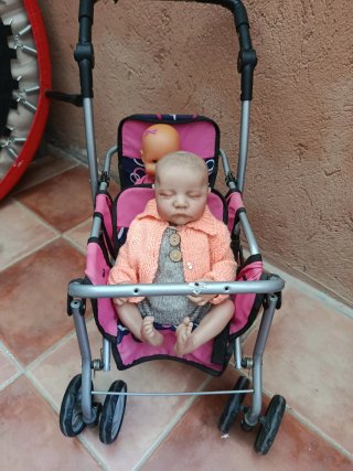 Carrito de muñecas con dos bebés