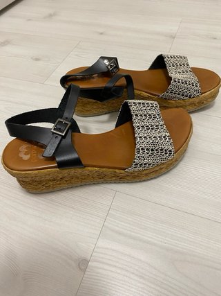 Sandalias Porronet Mujer Cuña Piel