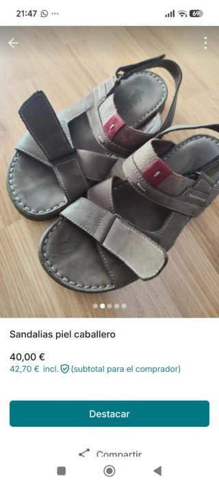 Sandalias de piel para caballero.