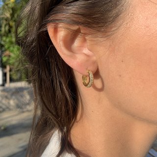 Pendientes Aro Dorados con Brillantes