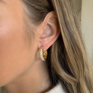 Pendientes Aro Dorados con Brillantes