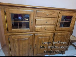 Mueble de salón madera y cristal