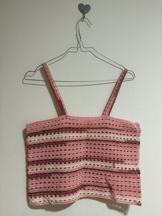 Top Camelia Crochet Rosa Hecho a Mano