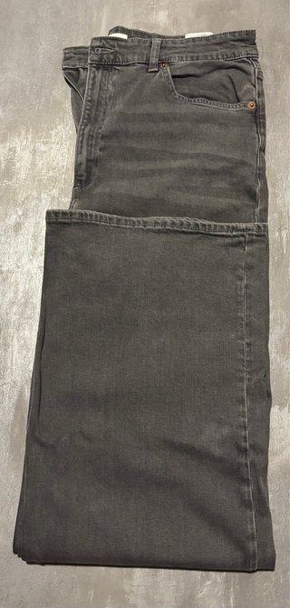 Pantalón vaquero ancho gris mujer
