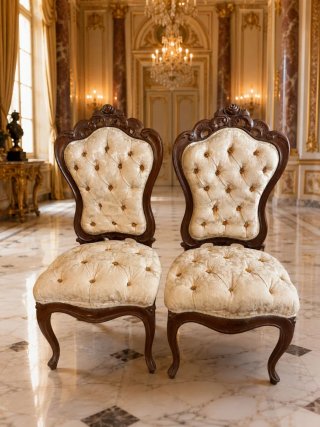 Par de Sillones de Caoba Estilo Luis XV
