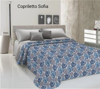 Nuovo Copriletto Sofia blu e bianco