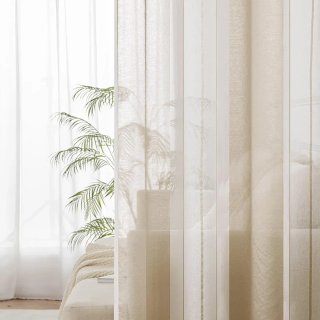 Cortinas EMEMA Rayas Cafe/Blanco Semitransparente