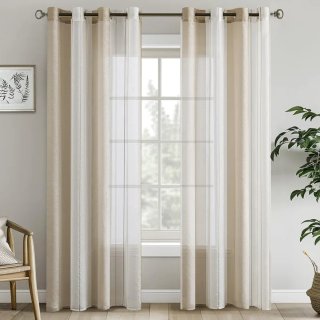 Cortinas EMEMA Rayas Cafe/Blanco Semitransparente