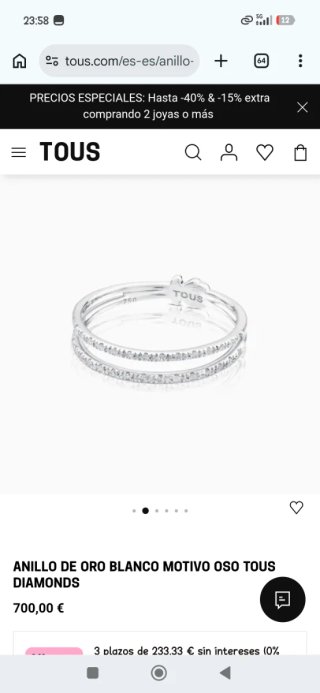 Alianza TOUS Diamonds Oro Blanco Diamantes