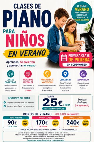 Clases de piano para niños – Verano 2026