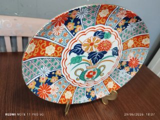 Bandeja Porcelana Japonesa Vintage ARITA IMARI FAN