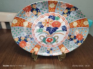 Bandeja Porcelana Japonesa Vintage ARITA IMARI FAN