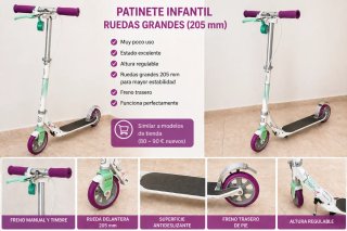 Patinete infantil blanco y rosa