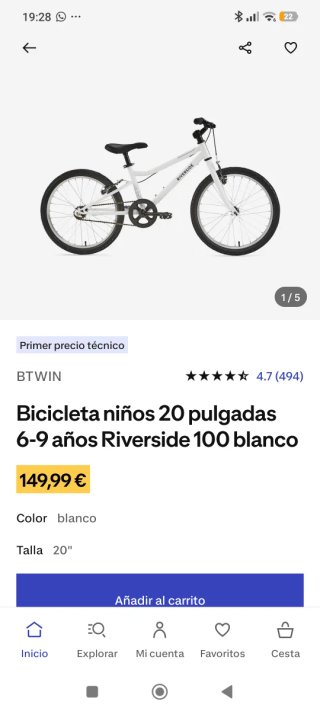 Bicicleta B'TWIN Original 500 Girl 20"