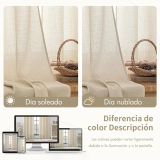 Cortinas tipo Lino Semitransparentes Beige 245x140