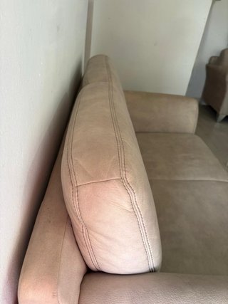 Sofá 2 plazas piel/nubuck beige