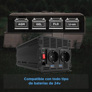 EDECOA inversor 2000w 24v 220v con USB