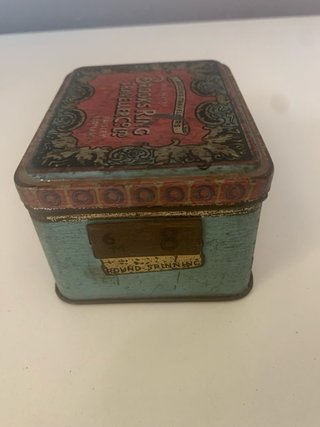 Scatola di latta Brooks Ring Traveller vintage