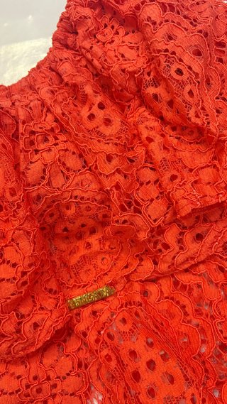 Camiseta Mangata Naranja Encaje