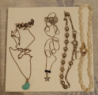 2 collane argento, 2 bracciali