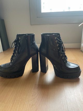 Botines Zara Tacón Plataforma Negro