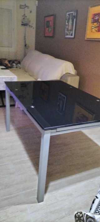 Mesa extensible cristal negro 140/220cm
