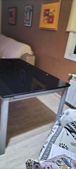 Mesa extensible cristal negro 140/220cm
